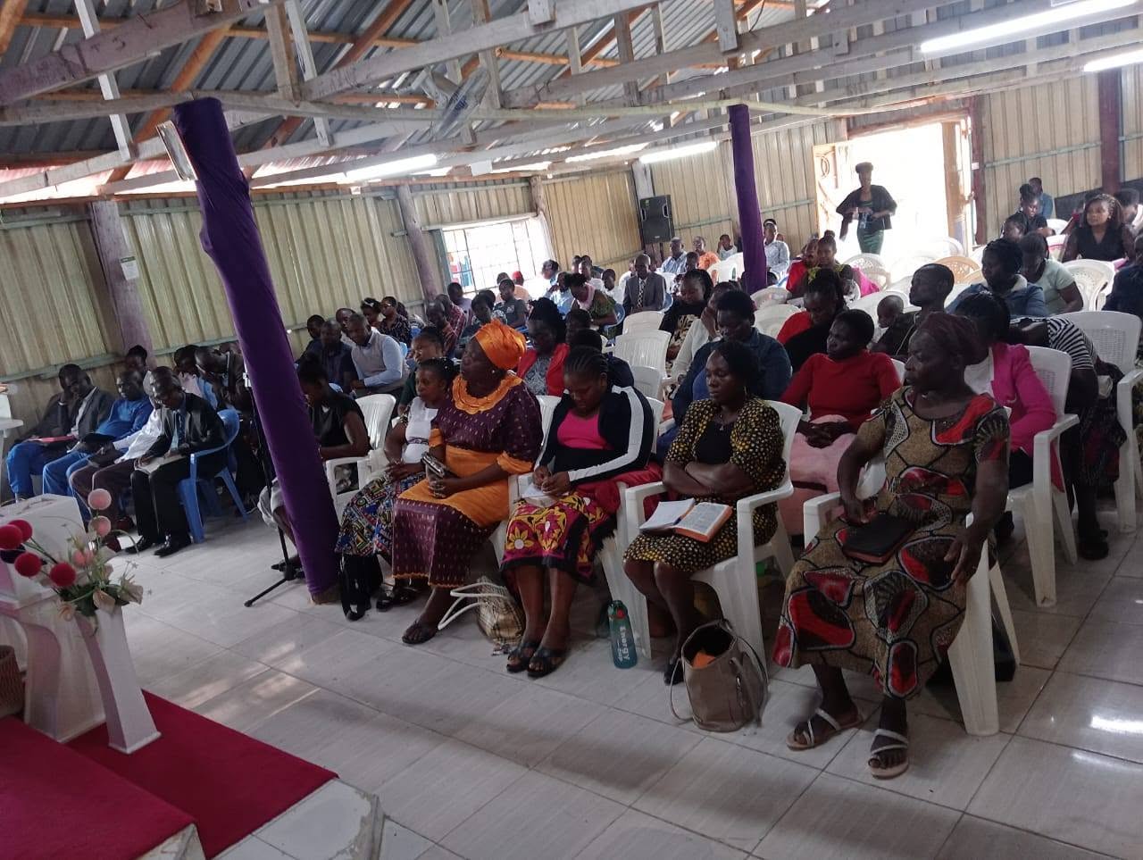 Members gathered in worship
